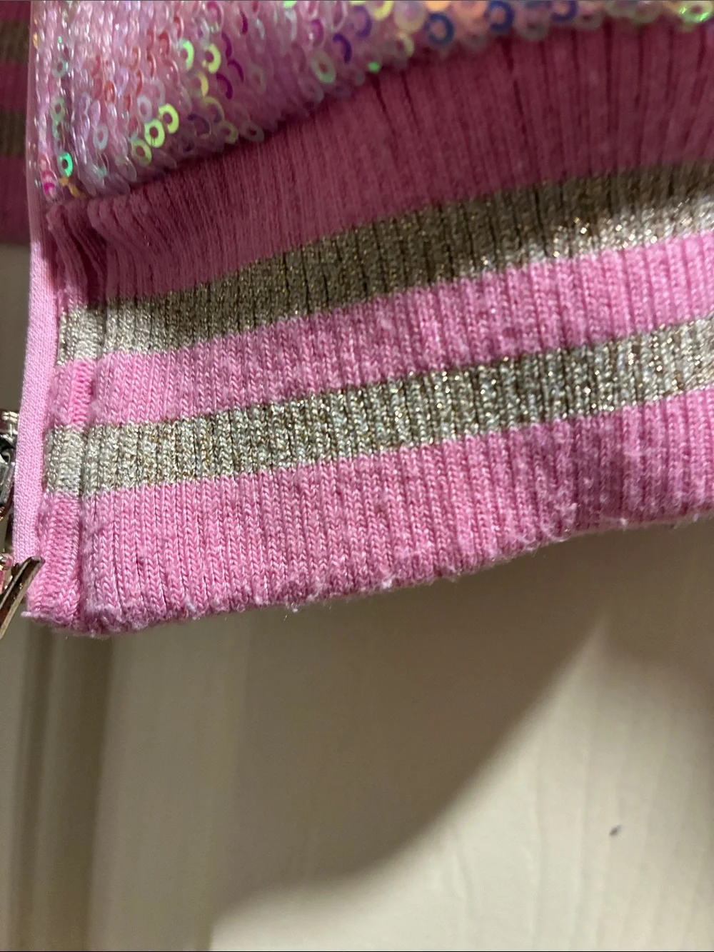Disney Pink and Lavender Iridescent Sequin Bomber Jacket